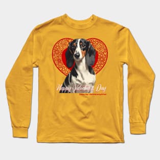 Happy Valentine’s Day Piebald Dachshund Heart Long Sleeve T-Shirt